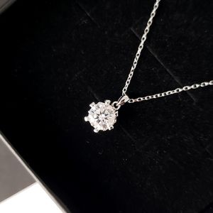 Sterling Silver 1 Carat Moissanite Diamond Pendant Necklace